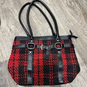 Stylish Red and Black Plaid Women's Bag